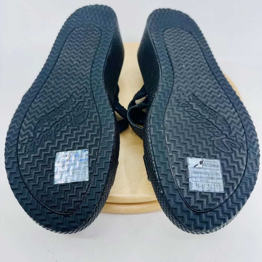 Skechers Martha Stewart Beverlee Platform Sandals Womens 9 Black‎ Comfort Shoes